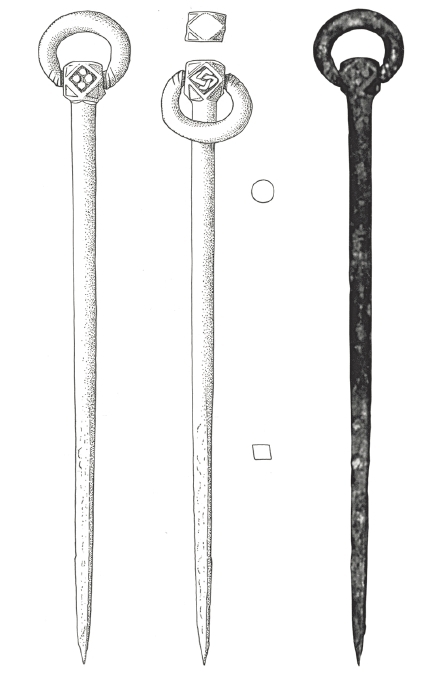 Hiberno-Norse ringed pin from Leirvík on Eysturoy (source: Steffen Stummann Hansen – Inga Merkyte – Joanna Bending: Toftanes, a Viking Age Farmstead in the Faroe Islands: archaeology, environment and economy. Acta Archaeologica 84/1. Oxford (: Willey, Blackwell), 2013, s. 89)