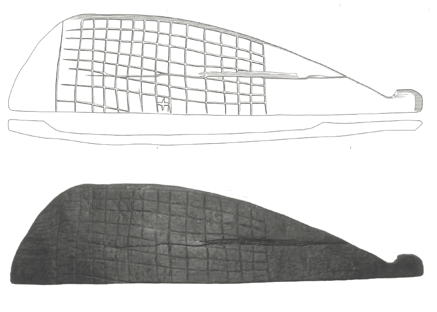 Hnefatafl from Leirvík on Eysturoy (source: Steffen Stummann Hansen – Inga Merkyte – Joanna Bending: Toftanes, a Viking Age Farmstead in the Faroe Islands: archaeology, environment and economy. Acta Archaeologica 84/1. Oxford (: Willey, Blackwell), 2013, s. 94)