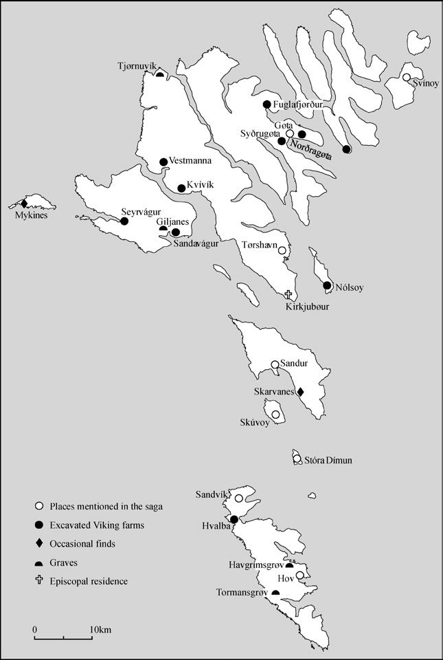 Færoe Islands in the Viking age (source: Símun Vilhelm Arge – Guðrún Sveinbjarnardóttir – Kevin J. Edwards – Paul C. Buckland: Viking and Medieval Settlement in the Faroes: People, Place and Environment. In: Human Ecology 33/5, Historical Human Ecology of the Faroe Islands, 2005, p. 603)